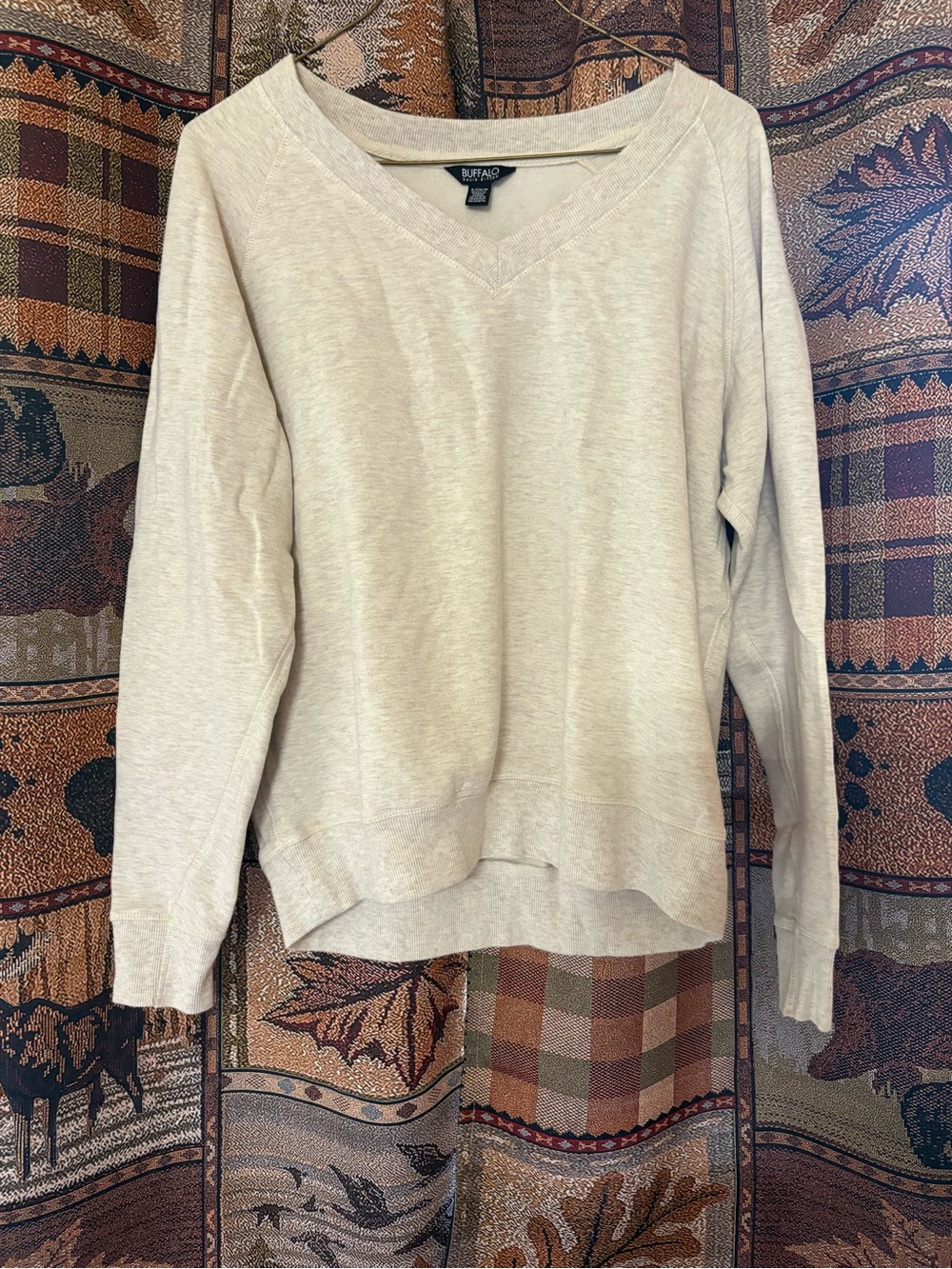 Buffalo David Bitton Light Cream V-Neck Sweater
